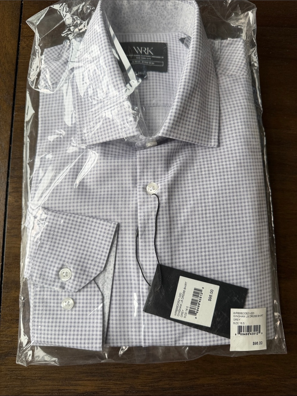 WRK Grey Micro-Check Dress Shirt - Classic Spread Collar